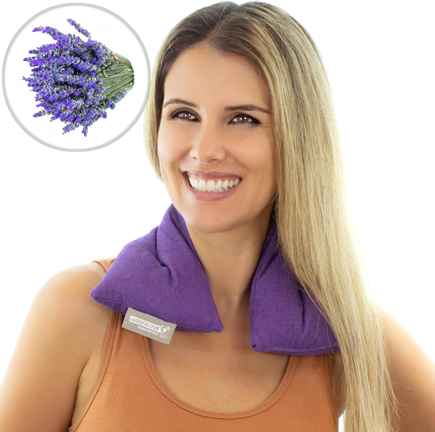 Bed Buddy Heated Aromatherapy Neck Wrap, Lavender Scented - Microwavable Hot & Cold Therapy for Sore Muscles, Stress Relief, and Relaxation - Soft Plush Fabric with Lavender