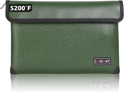 Fireproof Document Bag - with 5200°F Heat Insulated, Waterproof Fireproof Bag with Zipper, 8 Layers of Functional Materials, Fireproof Money Bag for Cash/Documents/Valuables, Fire bag 11"x7.7"