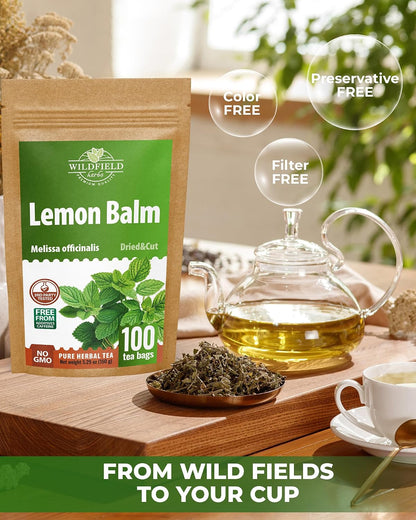 100 Bags Dried Lemon Balm Herb Lemon Balm Tea (Melissa Officinalis) - 100 Count 1.5g Bags Toronjil