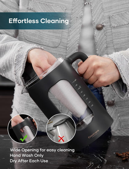 INTASTING Electric Tea Kettle, Electric Kettle with Tea Infuser, ±1℉ Knob Temperature Control, BPA-Free Glass, 1200W Fast Heating, Easy to Clean, 1 Liter (Dark Gray)