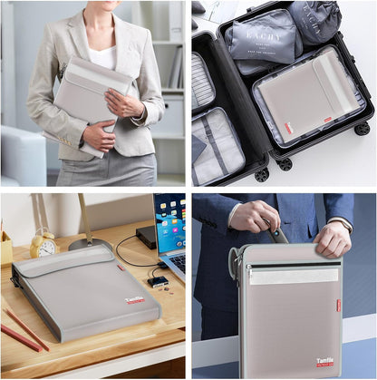 6400℉ Fireproof Document Bag, 15”x 11” Waterproof Document Organizer, Grey