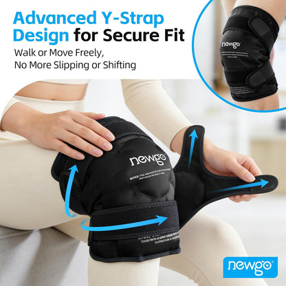 NEWGO Knee Ice Pack Wrap, Ice Pack for Knees Cold Compression Therapy for Knee Replacement Surgery, Arthritis Pain, ACL, Swelling, Sports Injuries (21.7" x 9.8") - Blue