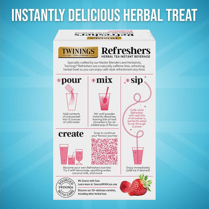 Twinings Strawberry & Raspberry Herbal Iced Tea, 72 Oversized Tea Bags, Makes 18 Pitchers or 144 Servings, Unsweetened, Naturally Caffeine-Free, 72 Count (Pack of 1)