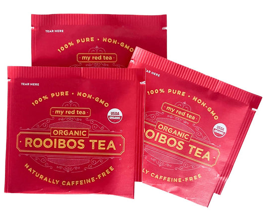 My Red Tea Organic Rooibos Tea Bags - 40 Count - South African Red Bush Tea - USDA Organic, Caffeine Free, Single Origin & Sustainably Farmed - 100g
