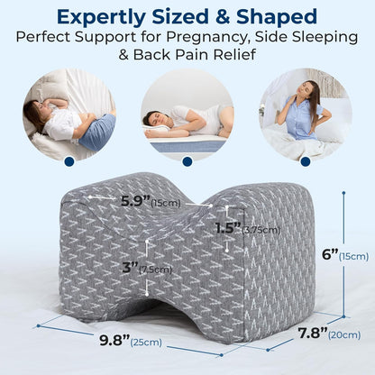 5 STARS UNITED Knee Pillow for Side Sleepers - Hip Pain Relief, Memory Foam Leg Cushion for Side Sleeping - Between Legs Pillow for Sciatica & Lower Back Pain, White