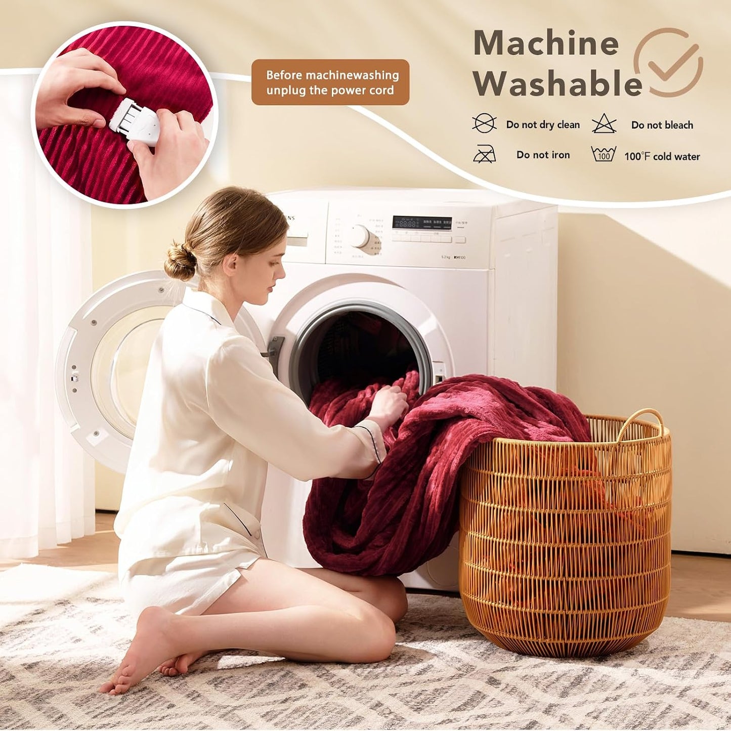 Homemate Heated Blanket Electric Throw - 50"x60" Heating Blanket Throw 1/2/4/6/8 Hours Auto-Off 10 Heat Levels Over-Heat Protection Soft Flannel Sherpa Heater ETL Certification