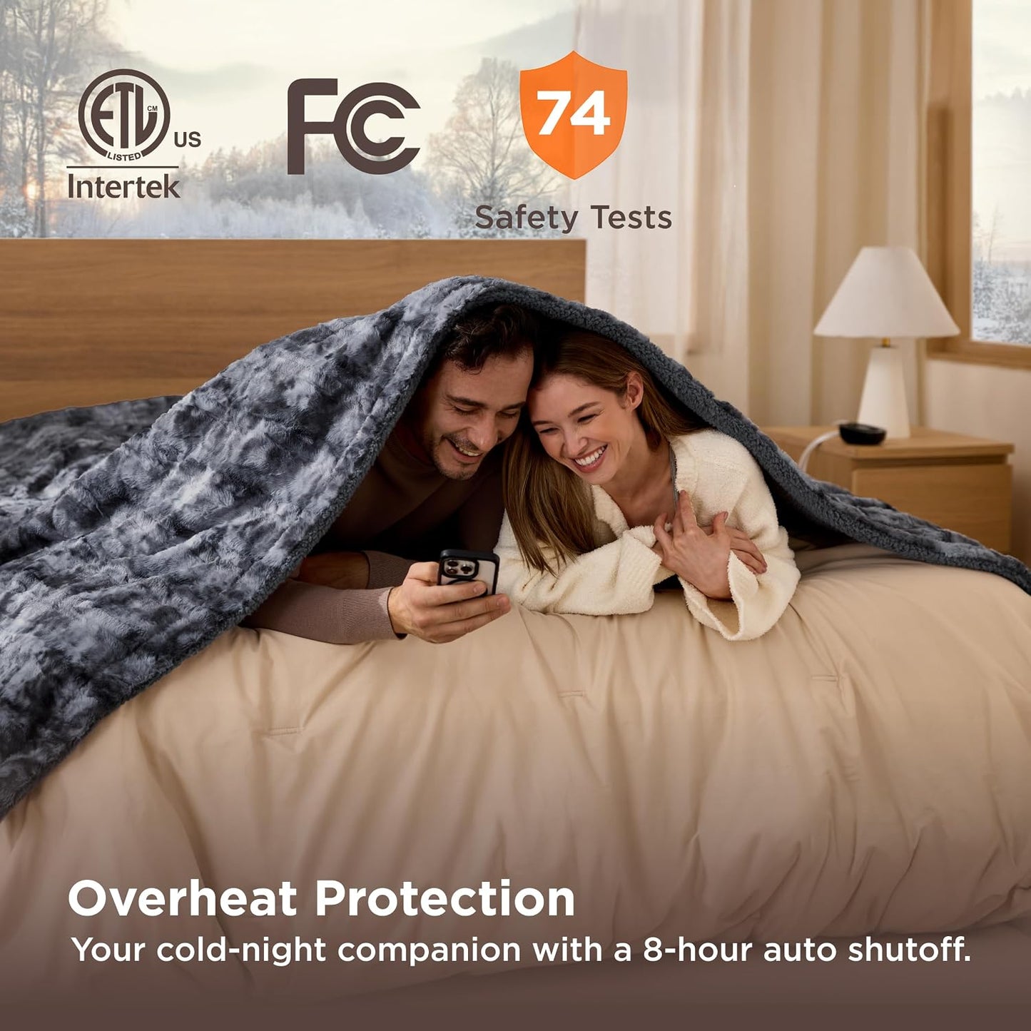 Bedsure Heated Blanket Throw Blanket with Preheat Function - Fast Heating Electric Blanket, Soft Flannel Throw with 6 Time Settings(Up to 10H), 6 Heating Settings, Gifts for Grandma (50"x60", Cream)