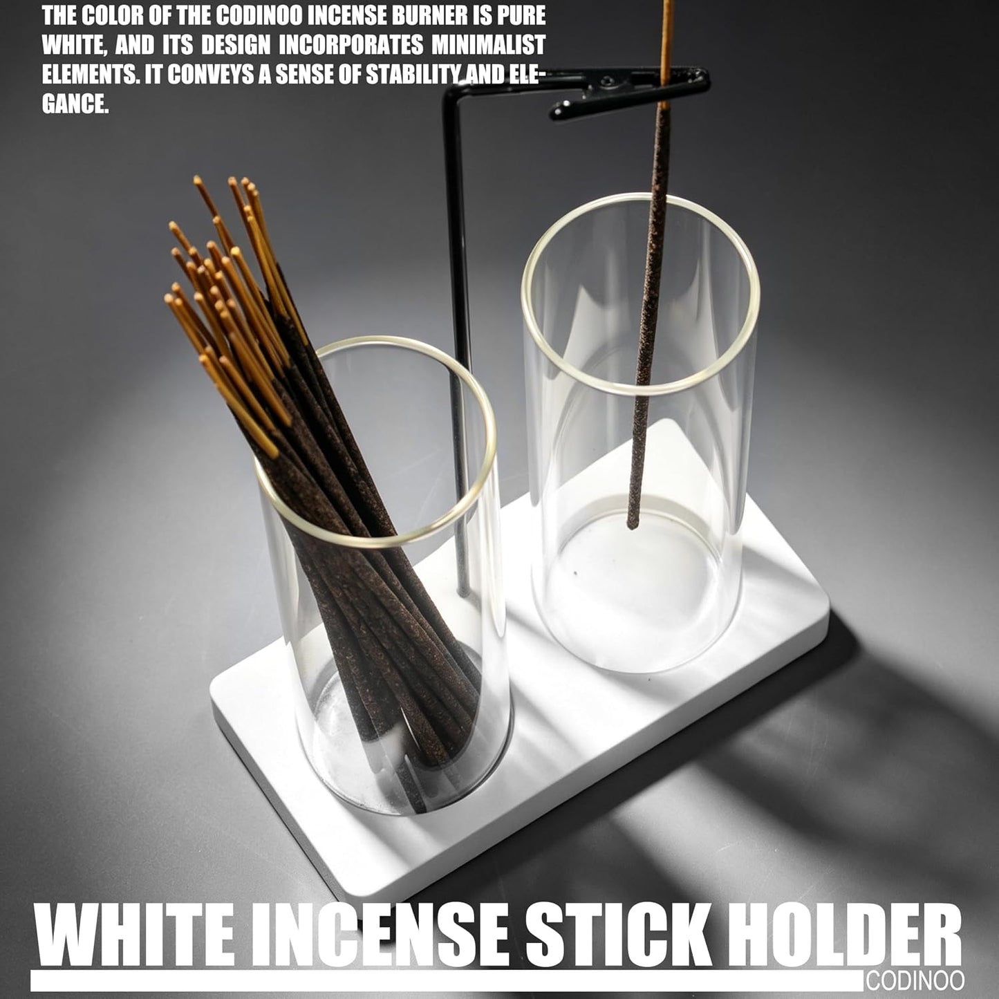 2 in 1 Incense Burner Holder for Sticks,Glass Incense Holder with Storage,Upside Down Incense Holder for Sticks with Glass Ash Catcher for Meditation Yoga Spa Room Home Decor[Full Black]