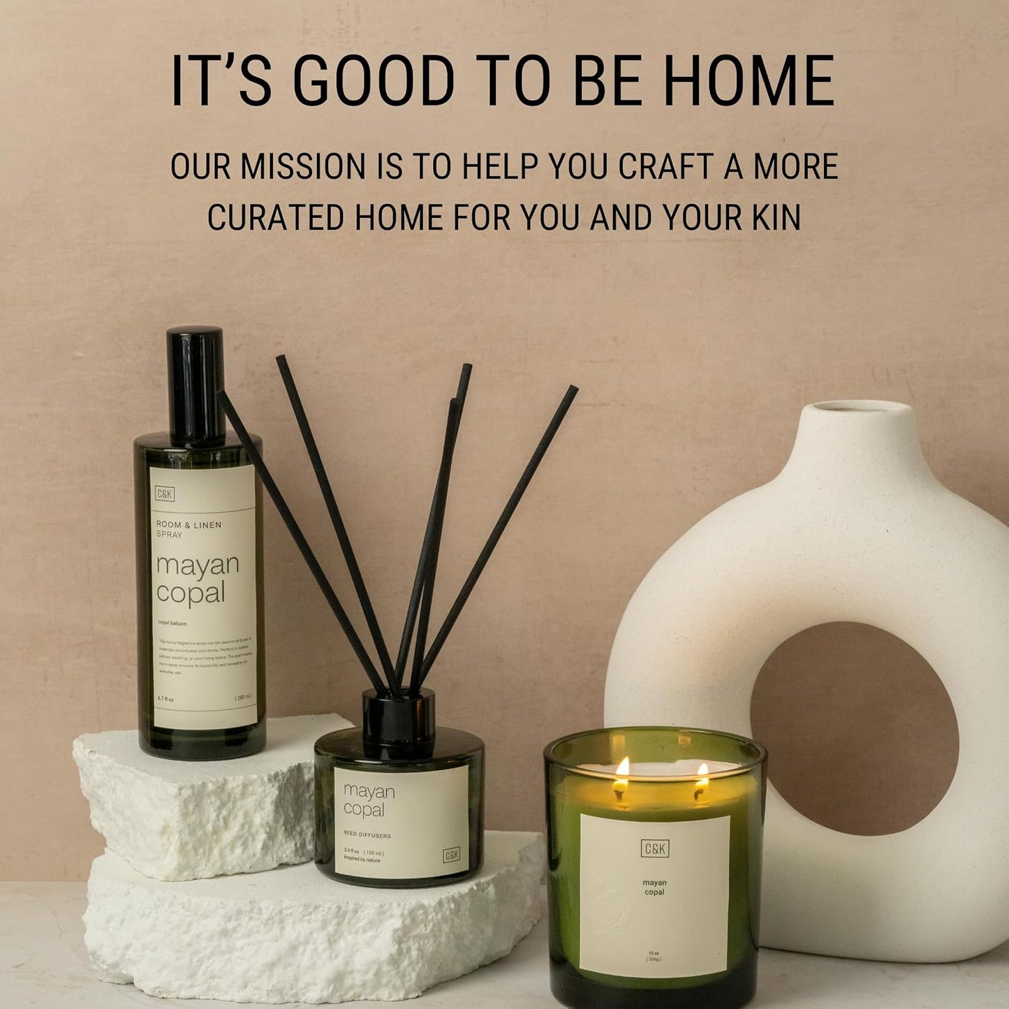 Craft & Kin Premium Santal Woods Reed Diffuser with Dried Flowers – 5 oz Essential Oil Diffuser for Home & Bathroom – Long-Lasting Fragrance Diffuser Sticks – Room Decor Air Freshener