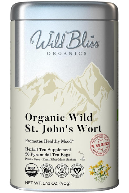 Wild Bliss Organic St Johns Wort Herbal Tea, Mood Balance, 20 Tea Bags