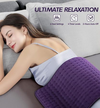 Heating Pad for Back Pain Relief, Extra Large 17"x33" Electric Heat Pad with 6 Heat Settings, 4 Timers, Auto Shut-Off - Machine Washable for Neck Shoulder Cramps, Christmas Gift for Women Mom Wife