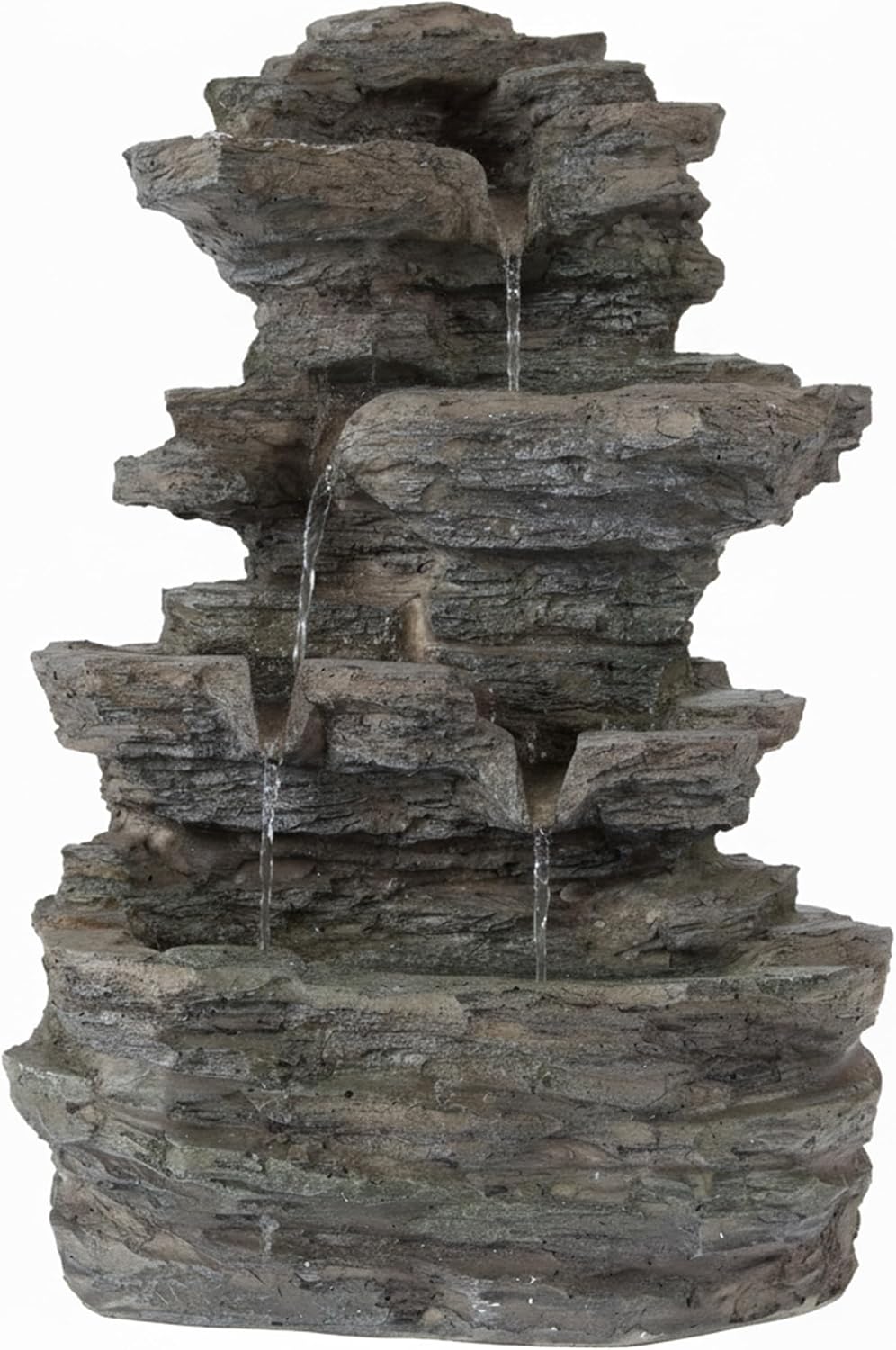 Pure Garden Tabletop Cascading Rock Waterfall Fountain with Lights, Gray