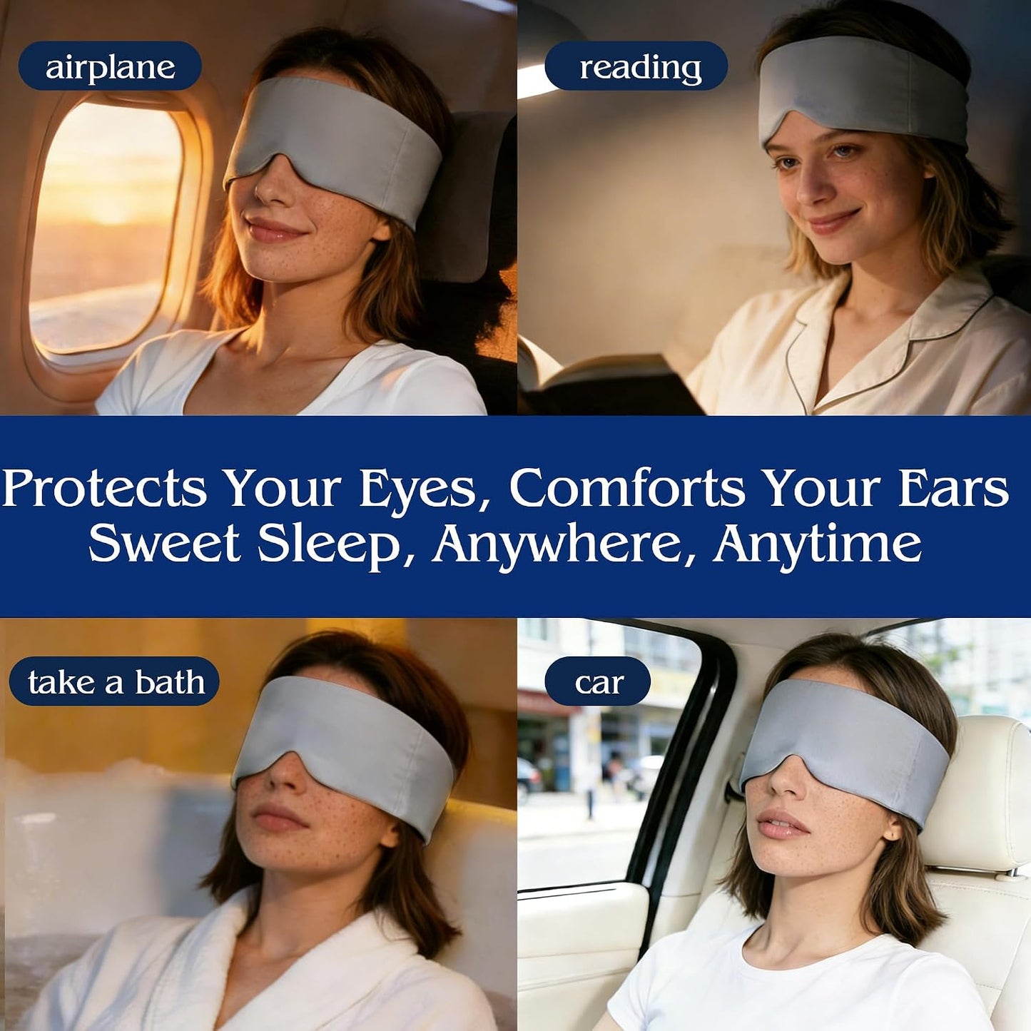 Weighted Sleep Mask for Side Sleepers, 100% Blackout Eye Mask for Sleeping with Adjustable Strap, Dual-Sided Cooling Silk & Warm Cotton Blindfold, Zero Pressure Eye Cover for Travel, Nap & Yoga