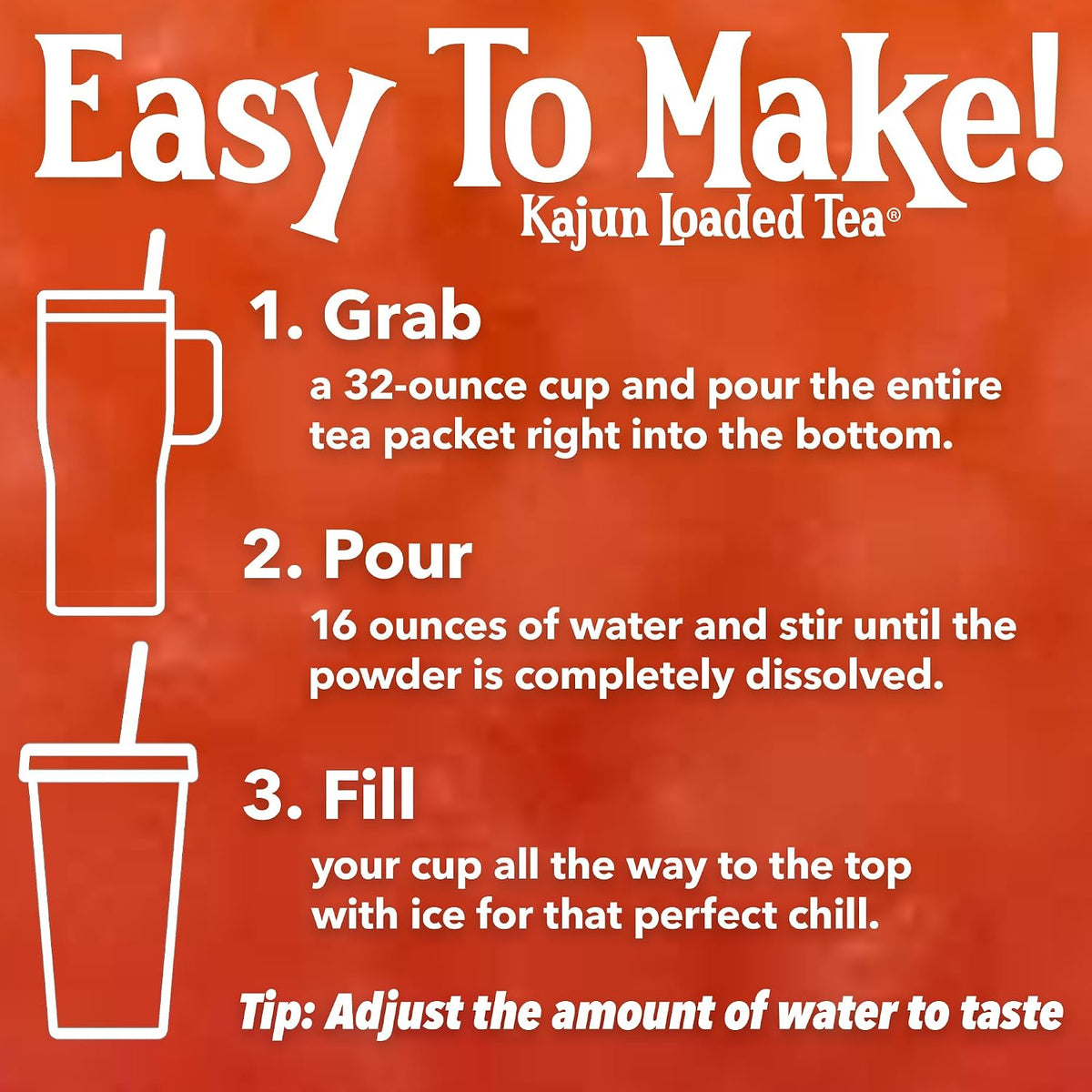 Kajun Loaded Tea Packets – Sweet Parish Peach | Peach & Strawberry Flavor | Sugar Free Energy Tea Powder | 250mg Green Tea Caffeine | Zero Calories | Keto Friendly