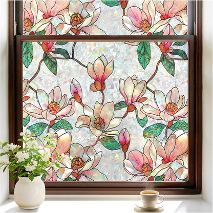 rabbitgoo Rainbow Window Privacy Film, Stained Glass Cling, 17.5" x 78.7"
