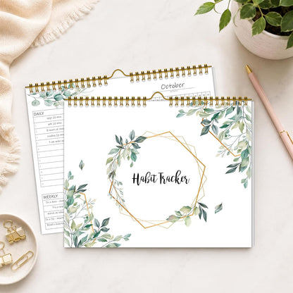 Habit Tracker Calendar Undated for Daily, Weekly & Monthly, 8" x 10" (Pink)