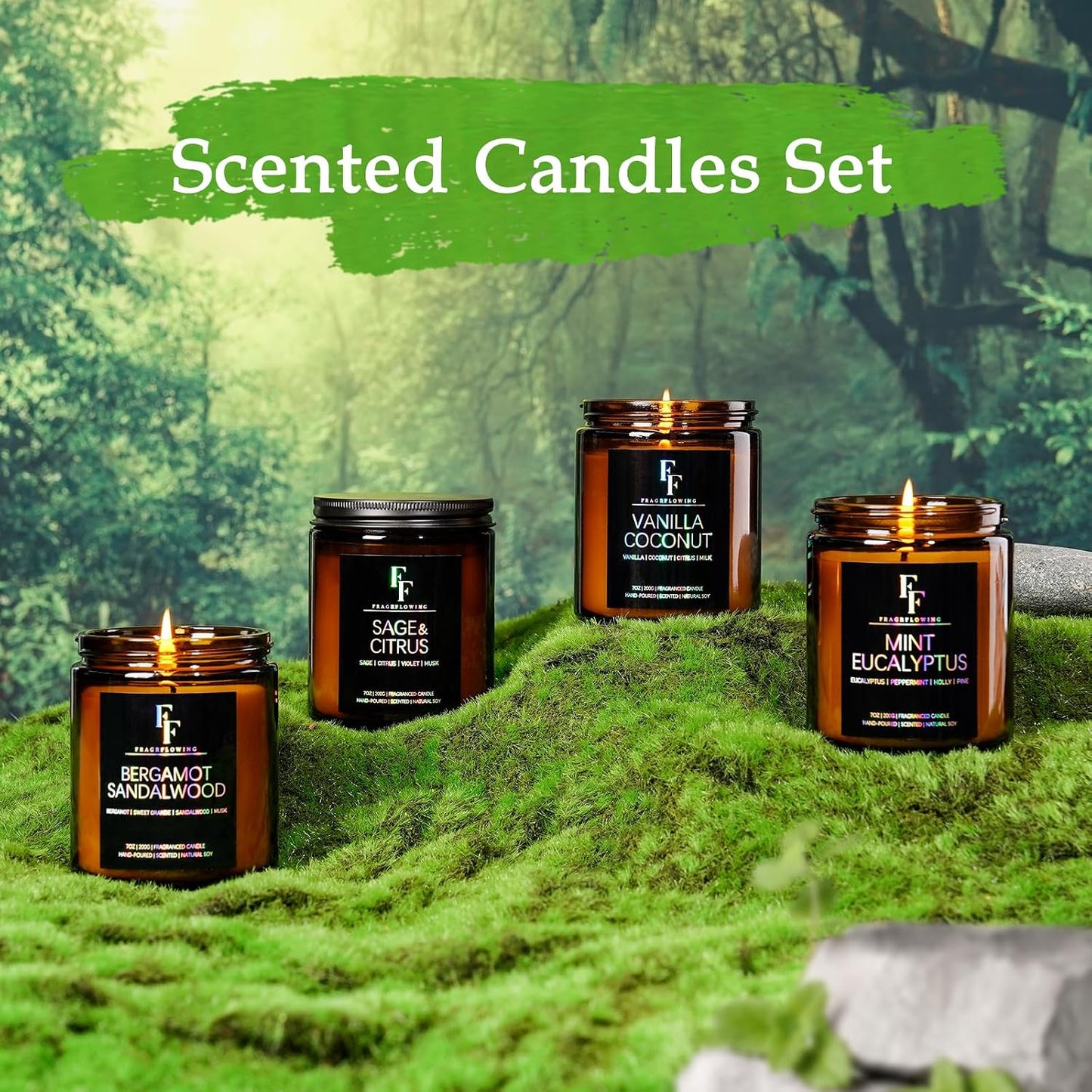 Scented Candles for Home Scented Aromatherapy Candles, 4 Pack 28 Oz Soy Wax Candle Gift Set Valentine's Day Gift for Women Men (Lavender/Vanilla//Sandalwood Rose/Moroccan Amber)