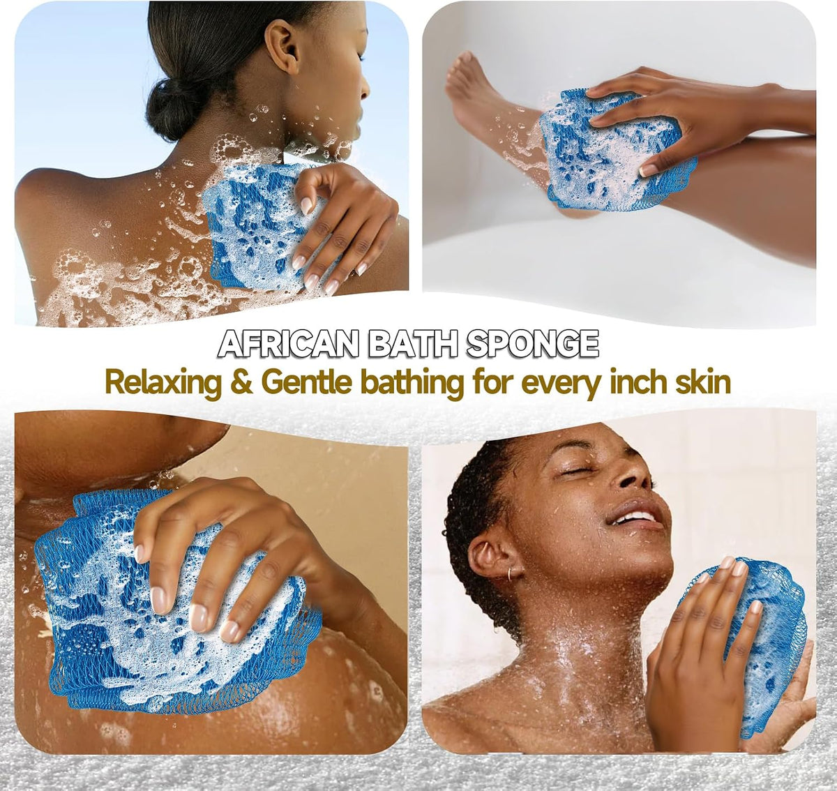 SubSahara African Net Sponge, 2 Pack 45-Inch Exfoliating Bath Scrubber