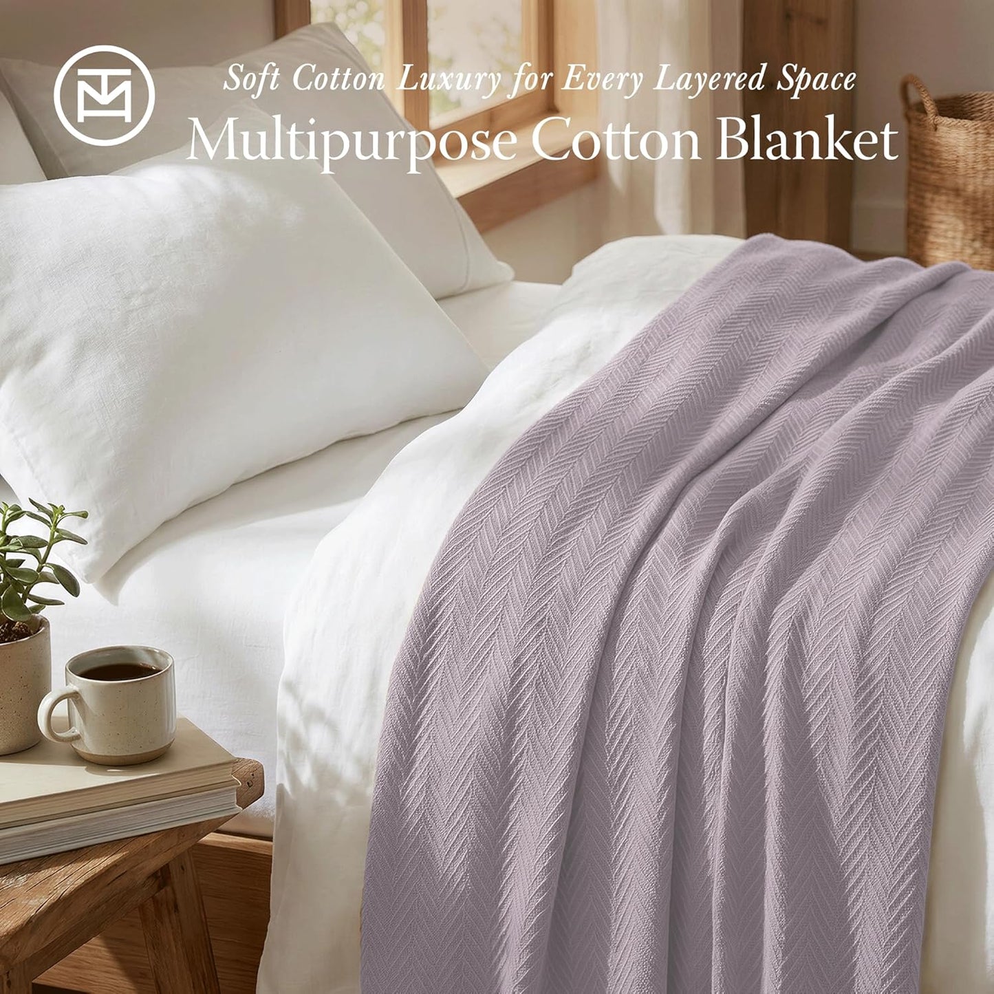 Threadmill Travel Blanket Cotton Viscose from Bamboo - Airplane Premium Soft Flight Grey Throw Blanket in Cloth Bag (Grey Color) Compact & Portable Blanket for Travel, Car, Picnic & Camping