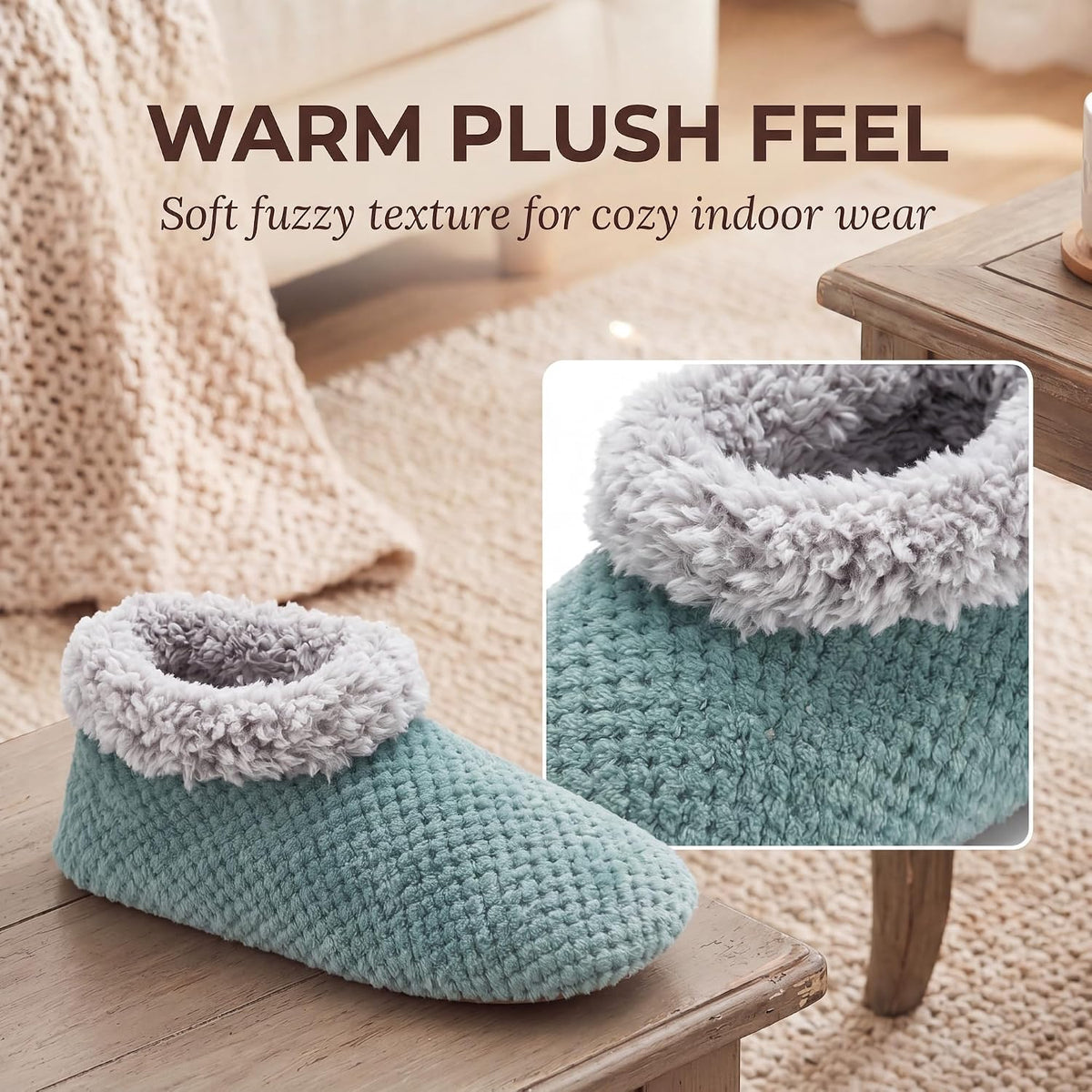 Cozylook Fuzzy Slippers for Women Indoor Soft Sole Slipper Socks