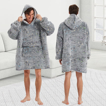 Mewkou Wearable Blanket Hoodie for Adult,Oversized Sherpa Fleece Blanket Hoodie for Women Men,Grey