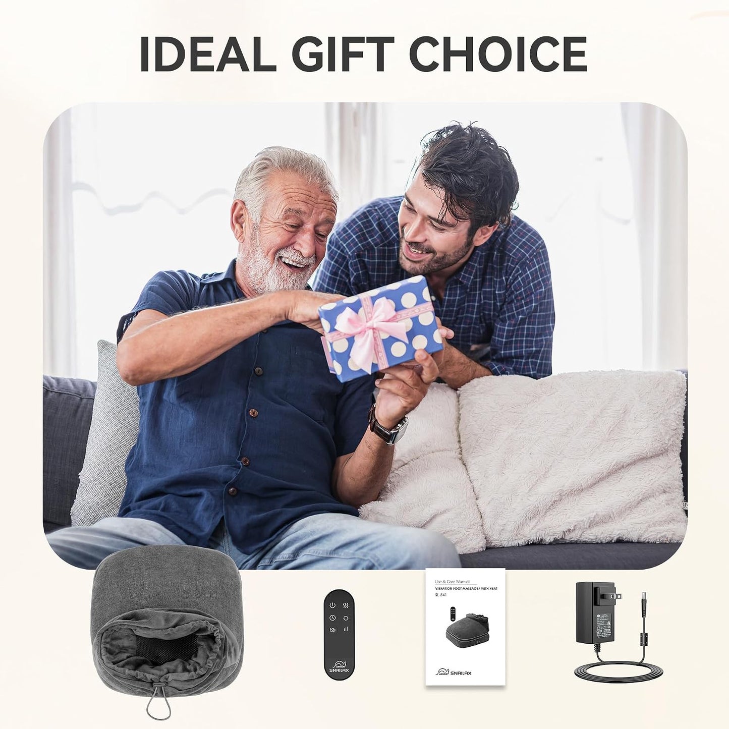Snailax 2-in-1 Shiatsu Foot and Back Massager with Heat - Kneading Foot Warmer, Electric Feet Massage, Massagers for Back,Leg, Fathers Day Gift for Dad Men Women
