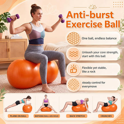 2 Pcs Peanut Ball and Wobble Cushion with Pump Set