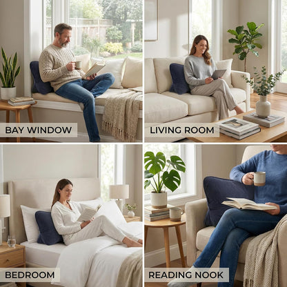 Pat. Pend. Corduroy Lumbar Support Back Pillow for Watching TV, Reading & Gaming, Ergonomic Triangle Support Cushion for Sofa, Armchair & Bed Sitting, Removable Washable Cover, Beige Gray