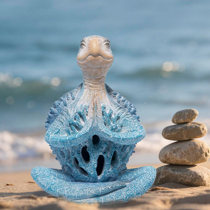 Hodao 2PCS Sea Turtle Meditation Yoga Figurines, Coastal Beach Decor