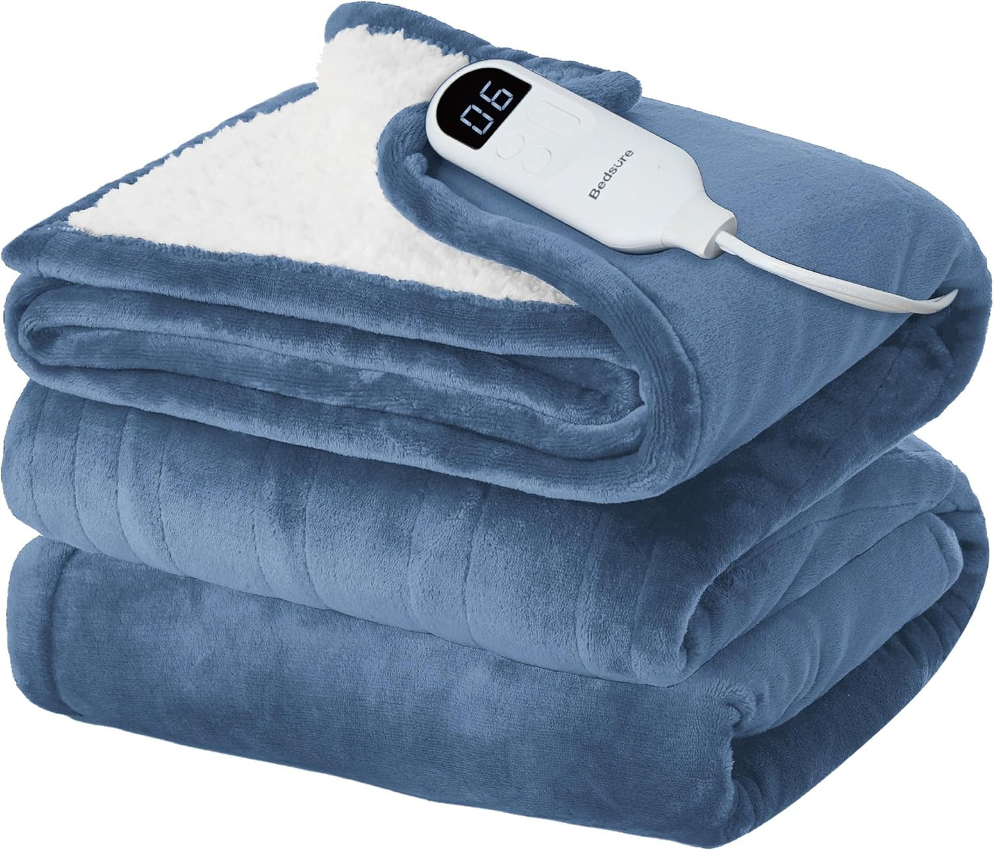 Bedsure Heated Blanket Throw Blanket with Preheat Function - Fast Heating Electric Blanket, Soft Flannel Throw with 6 Time Settings(Up to 10H), 6 Heating Settings, Gifts for Grandma (50"x60", Cream)