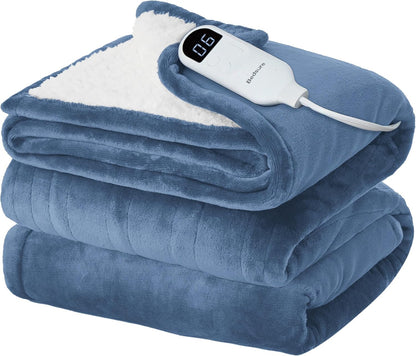 Bedsure Heated Blanket Throw Blanket with Preheat Function - Fast Heating Electric Blanket, Soft Flannel Throw with 6 Time Settings(Up to 10H), 6 Heating Settings, Gifts for Grandma (50"x60", Cream)