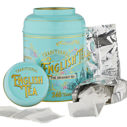 New English Teas Victorian Tea Tin with 240 English Breakfast Teabags