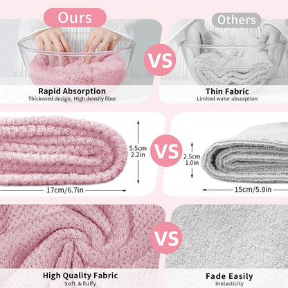 my novel things 3 Pack Hair Towel Wrap for Women, 25.4" x 9.8" Microfiber Towels, Super Absorbent Quick Dry with Button for Curly Hair Anti Frizz (Pink,White,Purple) Gift for Women Girls