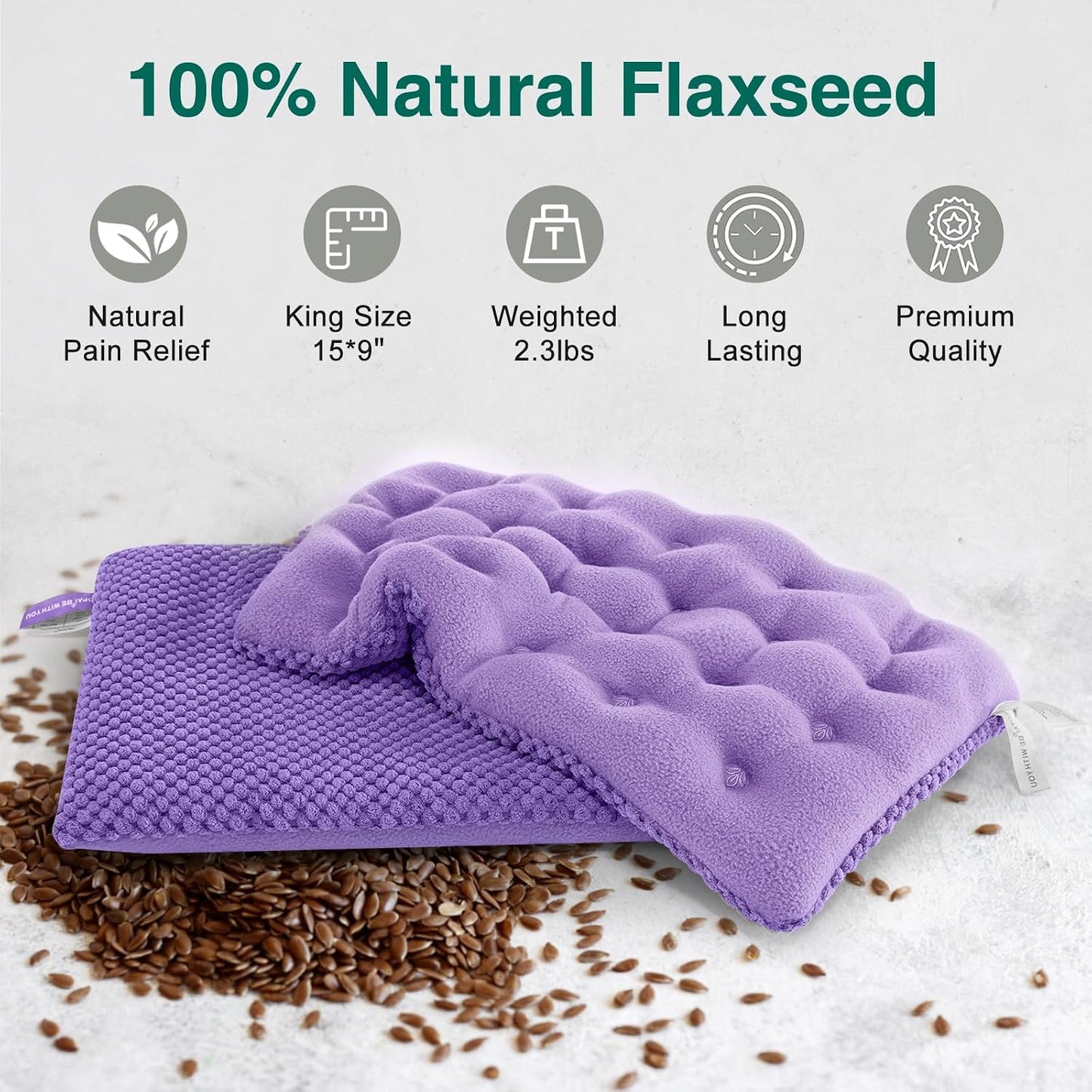Microwavable Heating Pads 15 * 9", Weighted Moist Microwave Heat Pad for Cramps Neck Shoulder, Back Pain Relief, Warm Compress Rice Bean Bag Hot Pack for Muscles Ache, Joints, Unscented,1 Pack