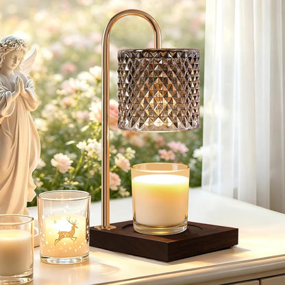 TigQiang Candle Warmer Lamp with Timer Dimmer, Birthday Gifts for Women Mom, House Warming Gifts, Elegant New Home Decor, Wax Warmer for Jar Candles, Heater Lamp for Scented Wax, Amber Glass