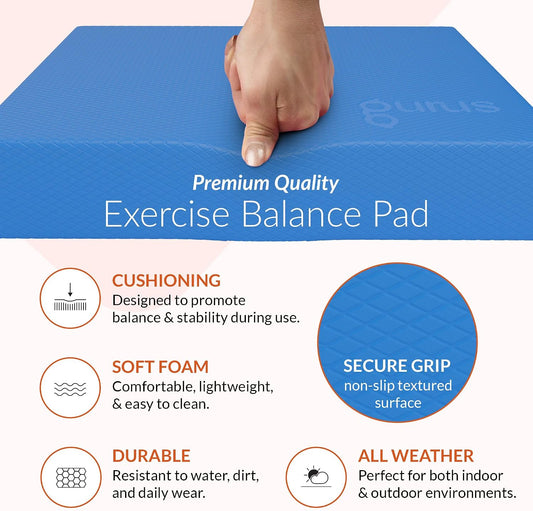 Gurus Balance Pad – High-Density Foam Balance Pad Physical Therapy for Stability & Strength, Exercise Foam Pad for Balancing, Non-Slip Lightweight Trainer for Home Gym & Rehab (Blue)