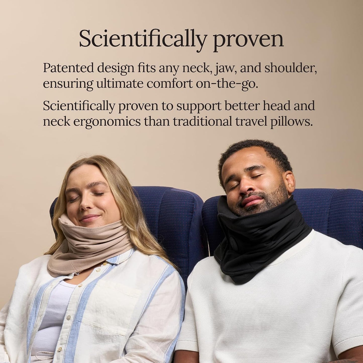 Trtl Travel Pillow Original 2.0 – Scientifically Proven Super Soft Travel Pillow with Premium Head & Neck Support – for Airplane Travel – Machine Washable – Lightweight & Compact – Sand Beige