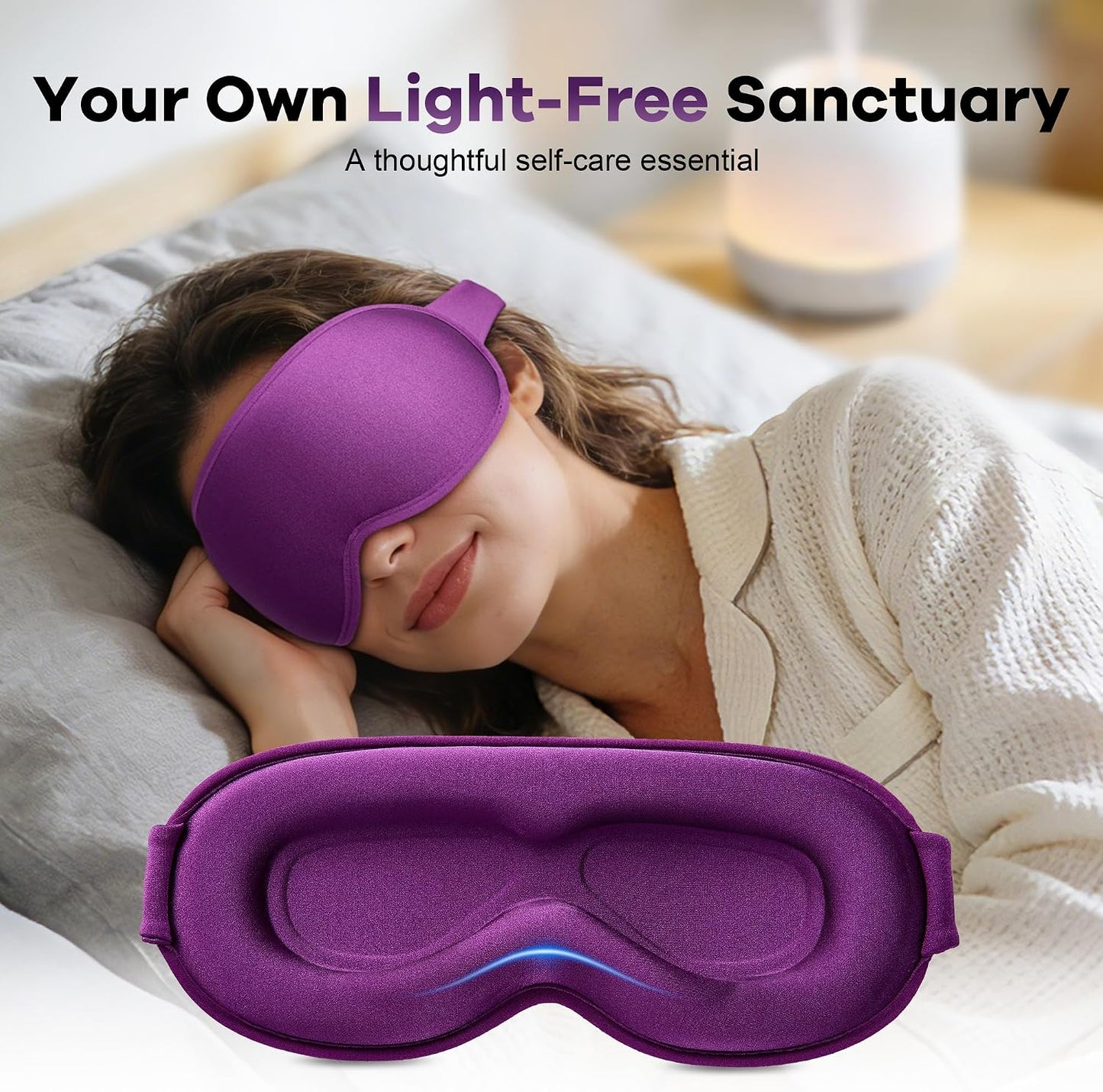 Blackout Weighted Eye Mask for Sleeping: 3D Contoured Gentle-Pressure Sleep Mask for Men & Women - Airplane Travel & Night Shift Essentials, Zero Eye Pressure, Breathable Blindfold, Black