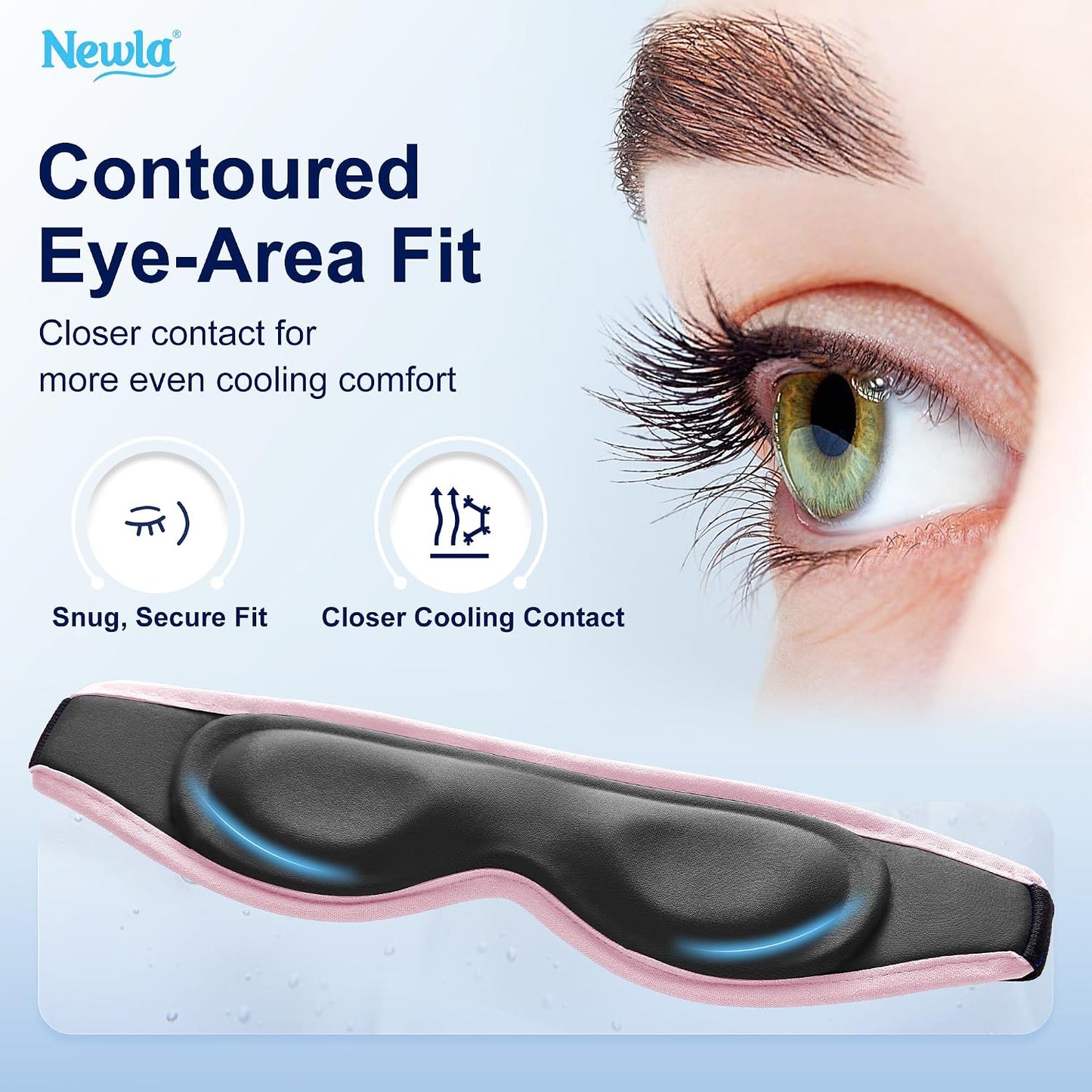 Cooling Gel Eye Mask for Puffy Eyes, Contoured Cold Compress for Eyes, Reusable Cold Eye Mask for Puffiness, Migraine & Tired Eyes, Post Surgery, Ice Gel Pack for Eye Care, Adjustable Strap (Blue)