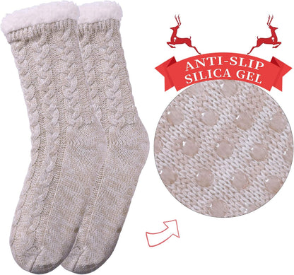 SDBING Women's Winter Super Soft Warm Cozy Fleece Lined Fuzzy Slipper Socks with Grippers