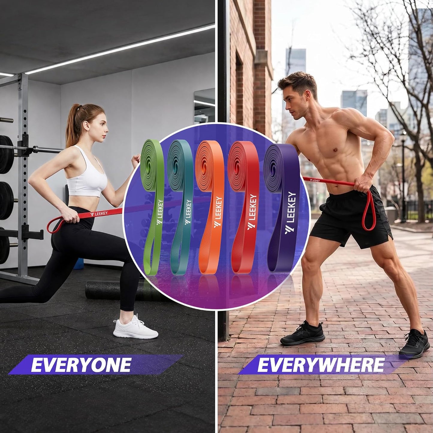 LEEKEY Pull Up Assistance Bands,5-125LB Resistance Bands with Grip、Door Anchor、Gym Bag - Exercise Bands for Full-Body Training, Fitness, Physical Therapy -USA Original Patent