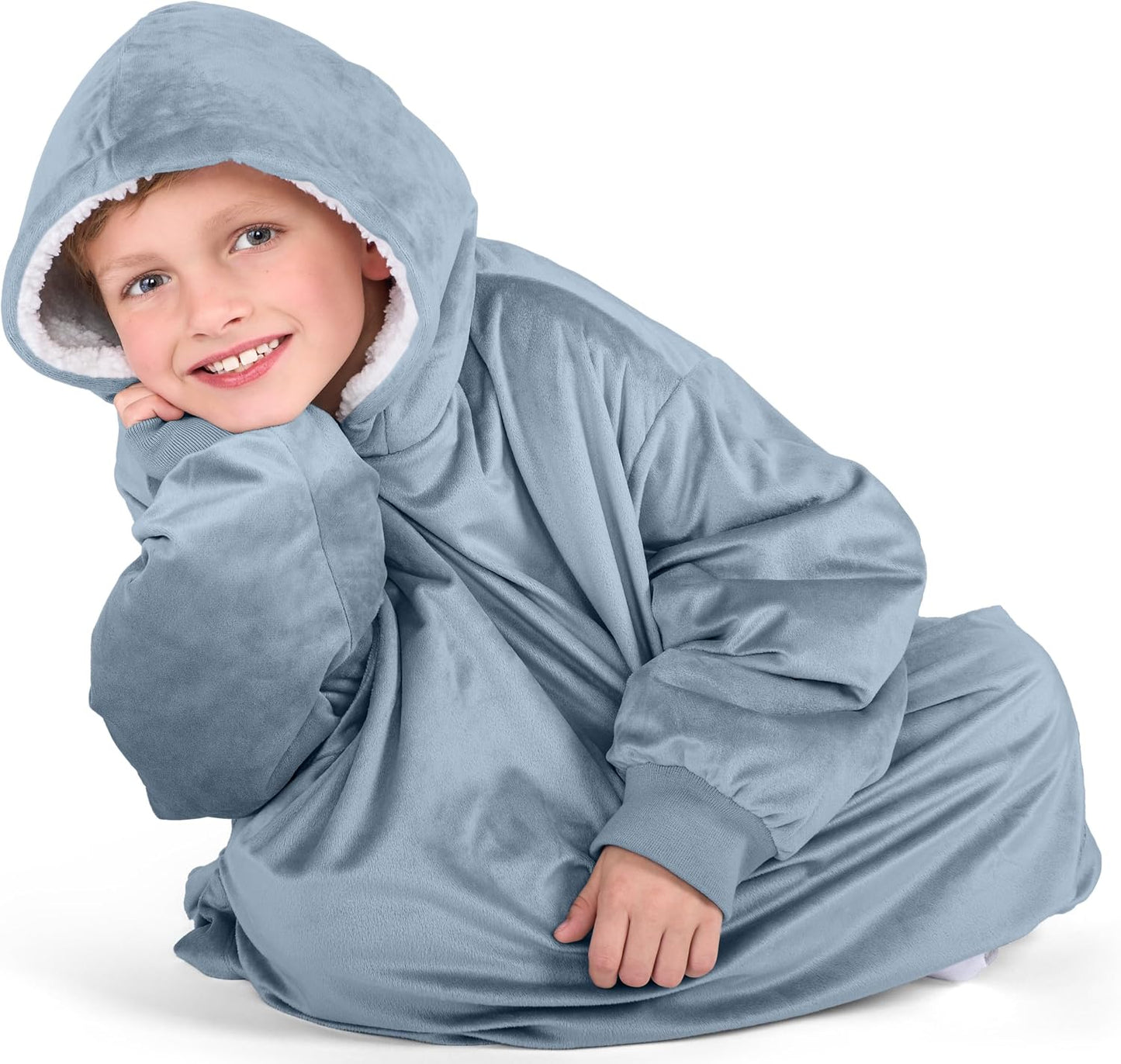 Bare Home Wearable Blanket Hoodie - Soft Plush Sherpa - Warm and Cozy - Oversized Wearable Blanket