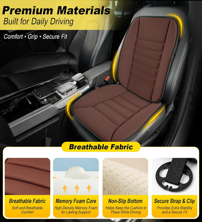 kingphenix Car Seat Cushion with Back Support Pillow: Enhanced Comfort Memory Foam Design for Pain Relief, Ideal for Drivers and Office Use - Ergonomic Lumbar Comfort for Long Sitting - Black