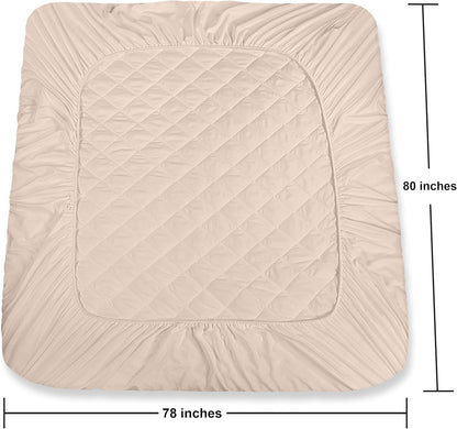 Quilted Fitted Mattress Pad, Queen Mattress Protector Topper with Deep Pocket Stretches up to 16 Inches, Machine Washable Mattress Cover by Utopia Bedding (White)