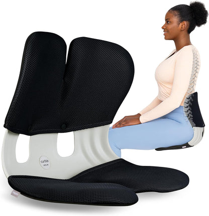 curble Grand– Extra Wide Ergonomic Seat Support, Sit Straighter Without Effort, Passive Posture Trainer for Office, Home & Car (Grey)