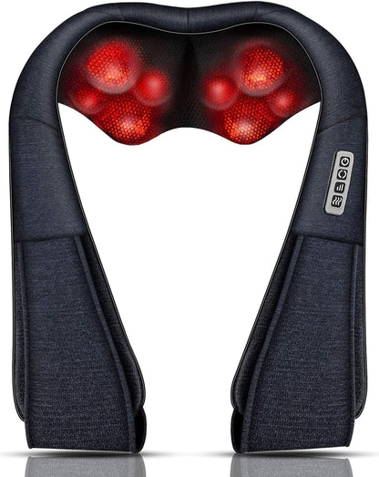 Mo Cuishle Women Men Gifts, Shiatsu Back Shoulder and Neck Massager with Heat, Electric Deep Tissue 4D Kneading Massage, Best Gifts for Mom Dad Wife Husband her Him, Christmas, Birthday (NOT Cordless)