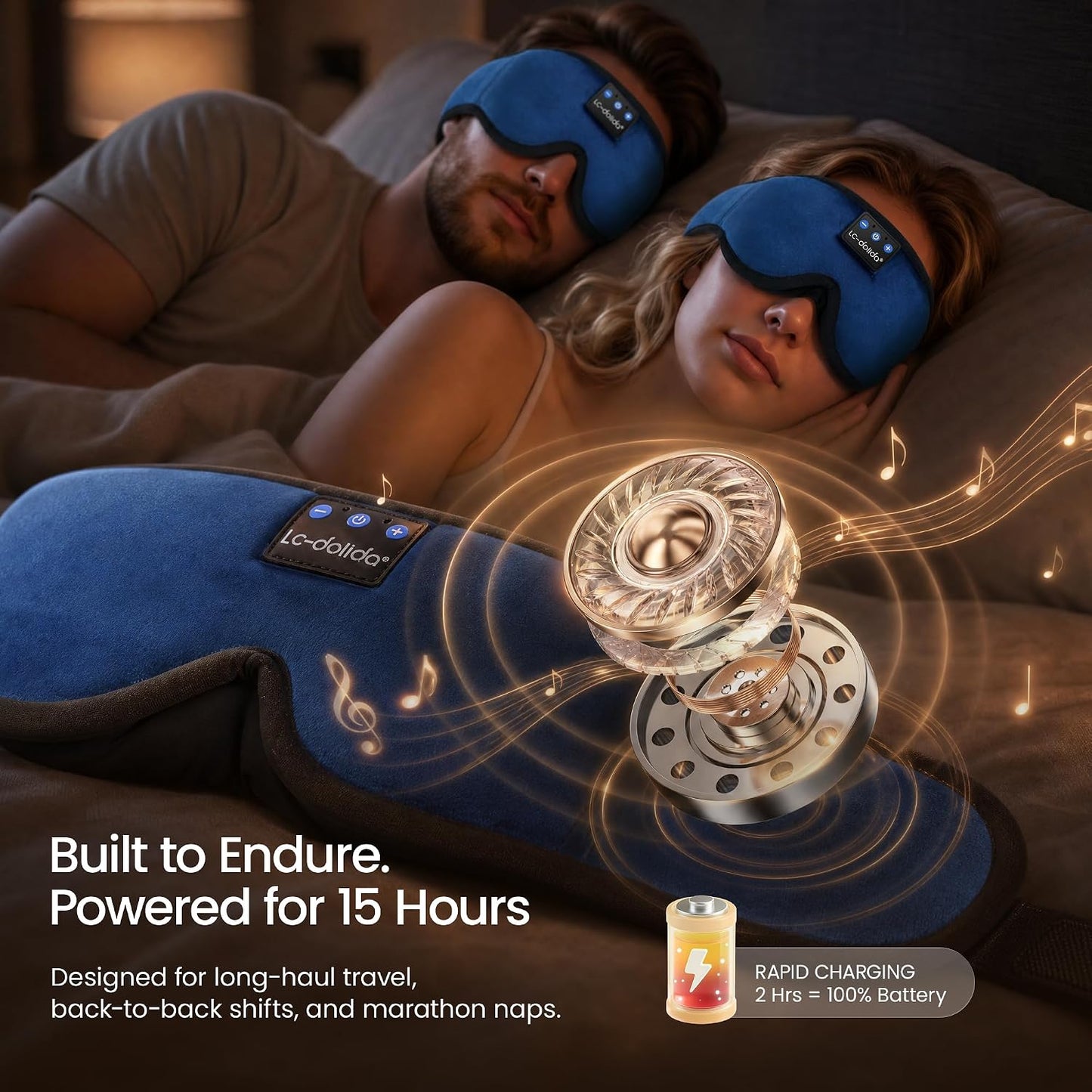 LC-dolida Sleep Headphones, 3D Sleep Mask Bluetooth Wireless Music Eye Mask, Sleeping Headphones for Side Sleepers Sleep Mask with Bluetooth Headphones Ultra-Thin Stereo Speakers Perfect for Sleeping