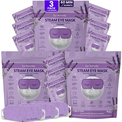 Eye Serenity Steam Eye Mask, Heated Eye Mask, Self Heating Warm Compress for Dry Eyes, Fast Relief for Stye, Puffy Sensitive Eyes, Moist Heat, Gift for Women and Men - Unscented