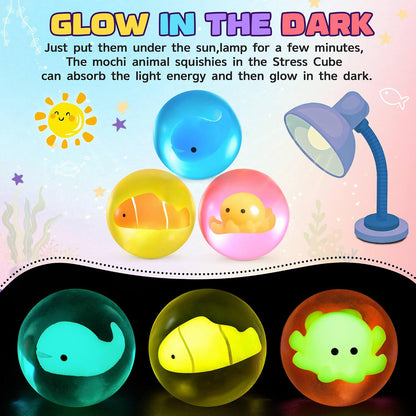 Stress Balls for Kids Adults - Squishy Fidget Toys Sensory Toys for Kids with Autism Glow in The Dark Squeeze Balls for Hand Therapy Squish Ball for Anxiety Stress Relief Sugar Ball Birthday Gifts