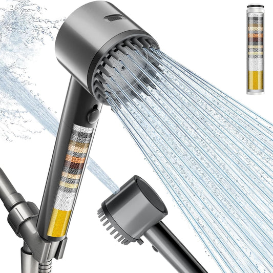 Filtered Shower Head with Handheld, 4+1 Spray Mode Showerhead with Filters